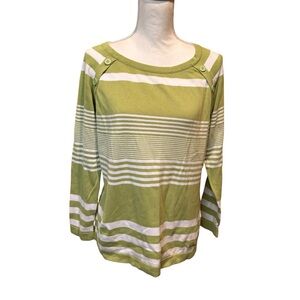 Collection B Green and White Striped‎ Sweater
